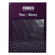 Книга канцелярська TIME IS MONEY, А4, 96 арк., клітинка, офсет, тверда ламінована обкладинка, фіолетова