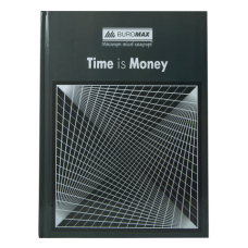 Книга канцелярська TIME IS MONEY, А4, 96 арк., клітинка, офсет, тверда ламінована обкладинка, сіра