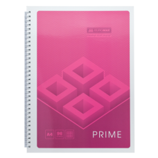 Зошит для нотаток PRIME, А4, 96 арк., клітинка, картонна обкладинка, рожевий