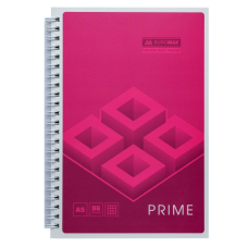 Зошит для нотаток PRIME, А5, 96 арк., клітинка, картонна обкладинка, рожевий