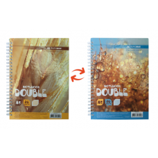 Книга записна DOUBLE, А5, 96 арк., клітинка, тверда ламінована обкладинка, жовта/золотиста