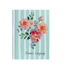 Записна книжка FLOWERS LANGUAGE, А6, 64 арк., клітинка, тверда обкладинка, мат. ламінація+лак, зелена