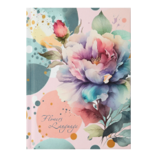 Записна книжка FLOWERS LANGUAGE, А6, 64 арк., клітинка, тверда обкладинка, мат. ламінація+лак, рожева
