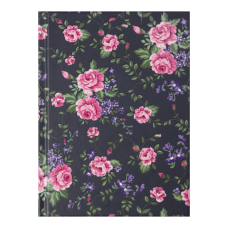 Записна книжка FLORA, А6, 64 арк.,  клітинка, тверда обкладинка, мат. ламінація+лак, темно-синя