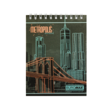Блокнот на пружині зверху METROPOLIS, А6, 48 арк., клітинка, картонна обкладинка, червоний