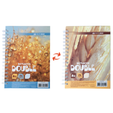 Книга записна DOUBLE, А6, 96 арк., клітинка, тверда ламінована обкладинка, жовта/золотиста