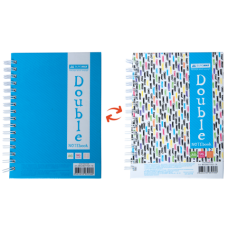 Книга записна DOUBLE, А6, 96 арк., клітинка, тверда ламінована обкладинка, блакитна/райдужна