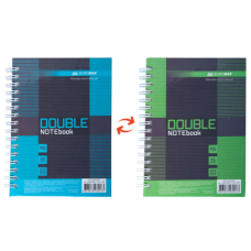 Книга записна DOUBLE, А6, 96 арк., клітинка, тверда ламінована обкладинка, зелена/блакитна