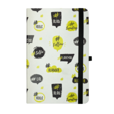 Книжка записна TRENDY, на гумці, 136х207мм, 96 арк., кліт., офсет крем., тв.лам.обкл., біла
