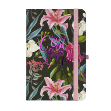 Книжка записна TROPICAL, на гумці, 136х207мм, 96 арк., кліт., офсет крем., тв.лам.обкл., чорна