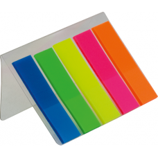 Закладки пластикові NEON, з клейким шаром, 45x12 мм, 5 кол. по 25 арк.