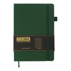 Блокнот діловий BRIEF А5, 96л, клітинка, обкладинка штучна шкіра, зелений