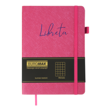 Блокнот діловий LIBRETA А5, 96л, клітинка, обкладинка штучна шкіра, малиновий