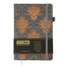 Блокнот діловий ROYAL А5, 96л, клітинка, обкладинка штучна шкіра, сірий