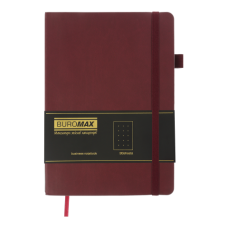 Блокнот діловий BRIEF А5, 96л, крапка, обкладинка штучна шкіра, бордовий