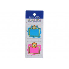 Закладки з клейким шаром 40х45 мм Economix Fun Lion & monkey, 40 шт., пластикові, асорті