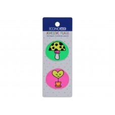 Закладки з клейким шаром 35х40 мм Economix Fun heart and mushroom, 40 шт., пластикові, асорті