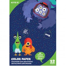 Папір кольор. двостор. (12арк/12кол), А4 Kite Jolliers