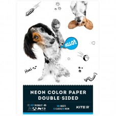 Папір кольор. двостор. (10арк/5 неон+5 звич), А4 Kite Dogs