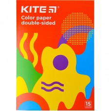 Папір кольор. двостор. (15арк/15кол), А4 Kite Fantasy