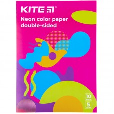 Папір кольор. неон. (10арк/5кол), A4 Kite Fantasy