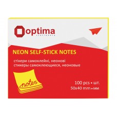 Стікери Optima, 40х50, жовті неон , 100 арк.