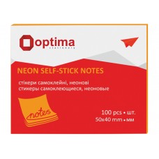Стікери Optima, 40х50, помаранчеві неон, 100 арк.