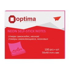 Стікери Optima, 40х50, малинові неон, 100 арк.
