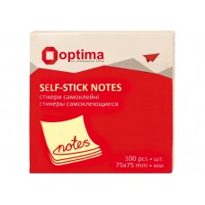 Стікери Optima, 75x75, жовті пастель, 100 арк.