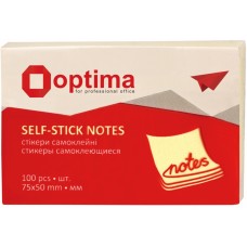 Стікери Optima, 50x75, жовті пастель, 100 арк.
