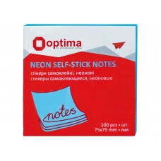 Стікери Optima, 75x75, синій неон, 100 арк.