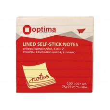 Стікери Optima, лінія 76x76, жовті пастель, 100 арк.